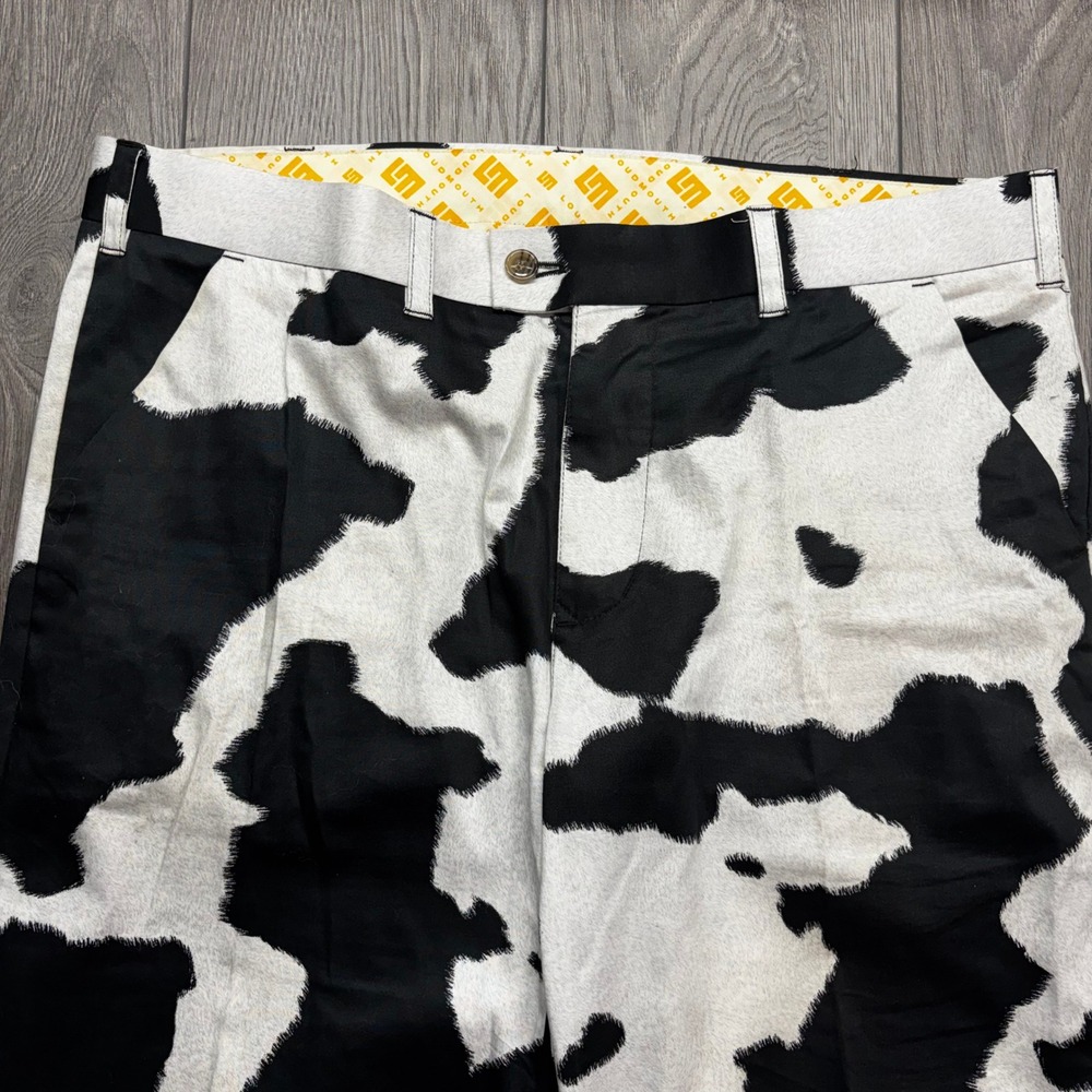 Loudmouth Mens Cow Print Golf Pants Black White 38 x 32 Cotton Spandex Stretch - Picture 3 of 10